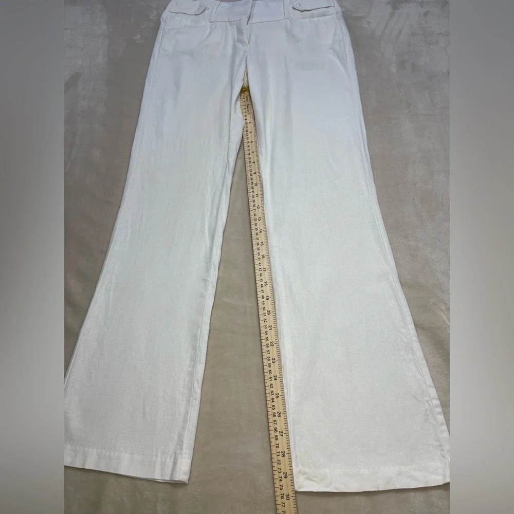 Candie’s Women’s White Linen Blend Pants Size 5 Wide Leg Summer Beach - Picture 4 of 5
